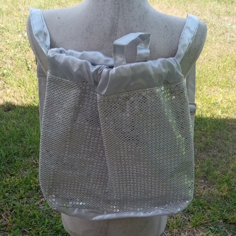 Elegant Silver Mesh Women's Backpack